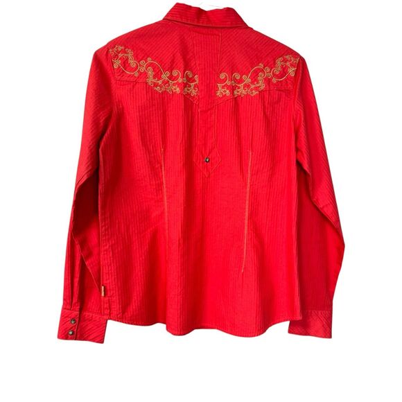 Adiktd Bling Western Bright Coral Shirt Embroidered Shirt Size‎ Large - Picture 2 of 8